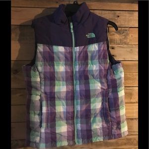 North Face women’s nylon shell plaid vest S/M
